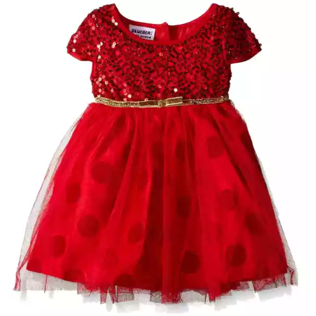 BlueBeri Boulevard Girls Red Sequin Dot Holiday Party Special Occasion Dress