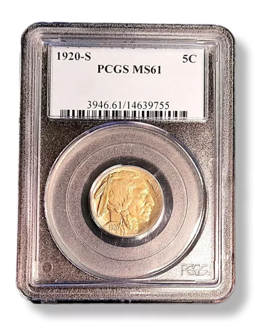 1920-S Buffalo Nickel Pcgs Ms61 Free Shipping!!