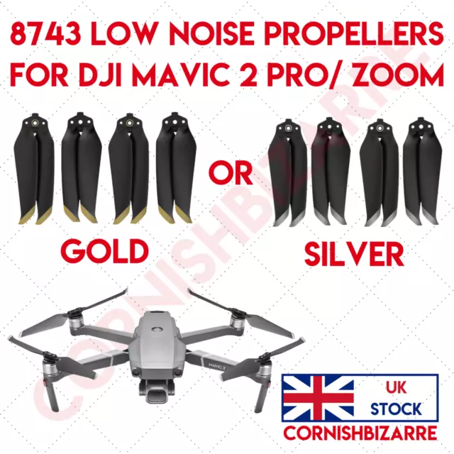Dji Mavic 2 Pro / Zoom 8743 Quick Release Low Noise Propellers - Gold Or Silver