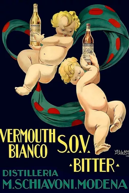 Poster Manifesto Locandina Pubblicitaria  Vermouth Bitter Stampa Vintage   Bar