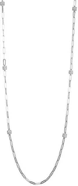 Charles Garnier 36" Plata de Ley Clip Collar 8 Circonita Cúbica Rondana Stations