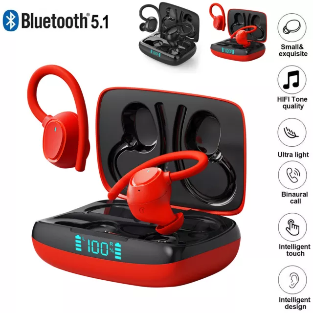 Bluetooth Headset 5.1 TWS Wireless Earphones Earbuds Headphones Stereo Ear Hook