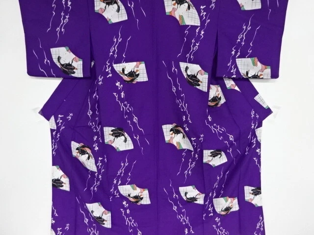 39687# Japanese Kimono / Hitoe Kimono / Bijinga & Jigami Pattern