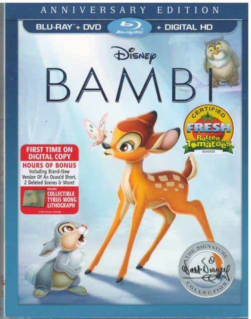 DISNEYS BAMBI (Blu-ray/DVD, 2017, 2-Disc Set, Signature Edition) NEW WITH SLEEVE