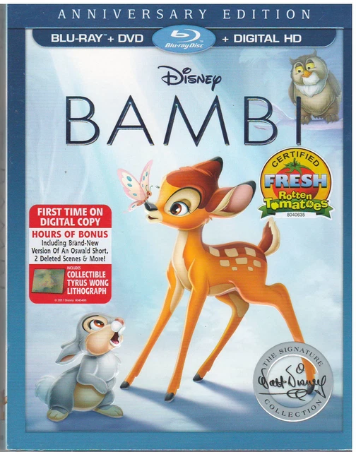 DISNEYS BAMBI (Blu-ray/DVD, 2017, 2-Disc Set, Signature Edition) NEW WITH SLEEVE