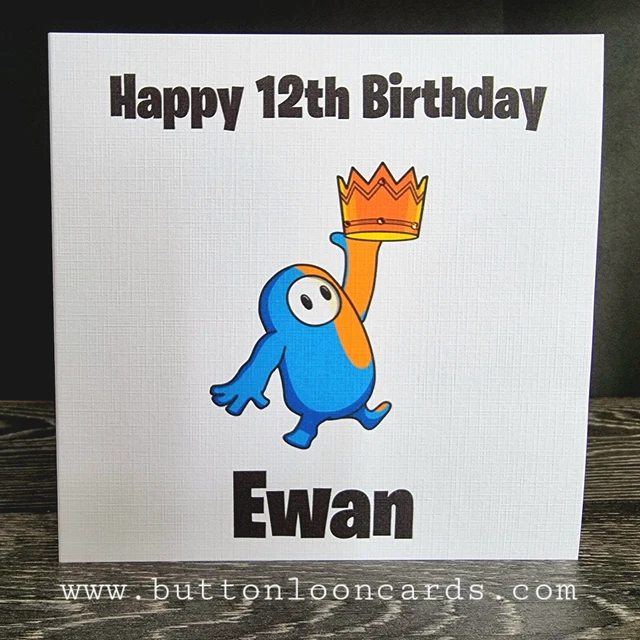 PERSONALISED HAPPY BIRTHDAY Card Fall Guys Boy Girl Son Daughter Gamer