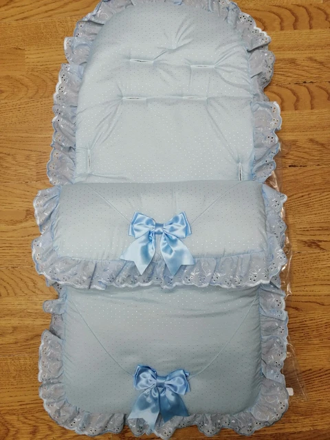 Baby Jungen alle blau große Bandschleifen Fuß Muff gemütliche Zehen Kinderwagen Buggy