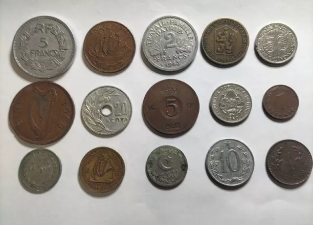 Mixed old world 15 different coins