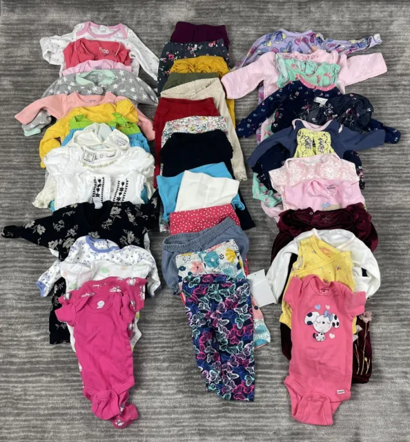 Lot of 42 Baby Girls Clothes Size NB 0-3 3 3-6 6 Months Carters Old Navy Gerber+