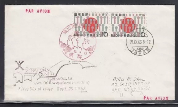 JAPAN National Census ADDRESSED FIRST DAY COVER