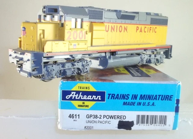 Athearn Late Blue Box Ho 4611 Pwd Emd Gp38-2 Up Union Pacific 2001 Runs Ob Used