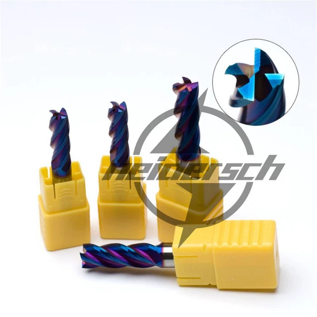 4 Flutes End Mill Cutter 1-20mm Tungsten Carbide HRC65 NACO Coated CNC Milling
