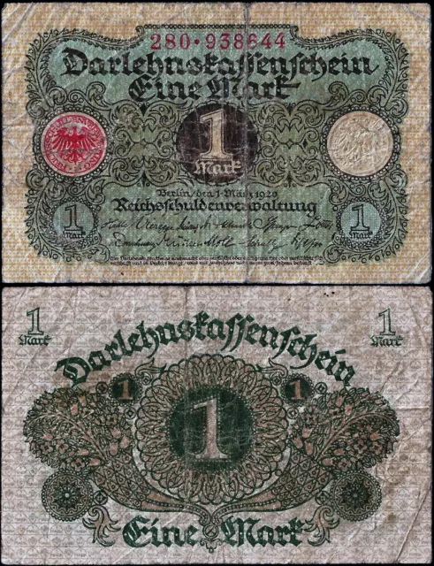 Eine Mark Darlehnskassenschein  Berlin 1. März 1920 Reichsschuldenverwaltung