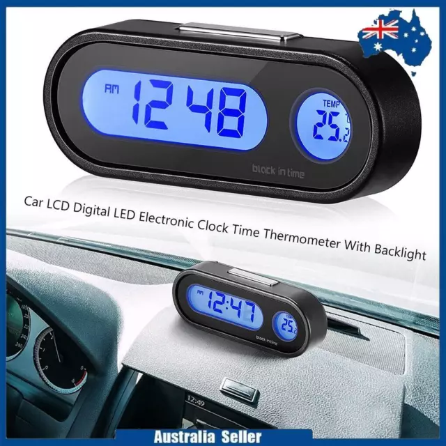 2 in 1 Car LCD Digital LED Electronic Clock Time Thermometer With Backlight