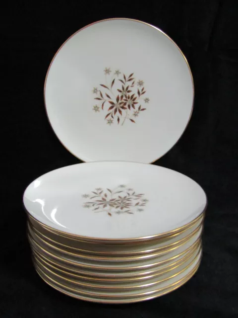 Vintage Lenox Starlight Floral Gold Trim Dessert Plate Set of 11 Made in The USA