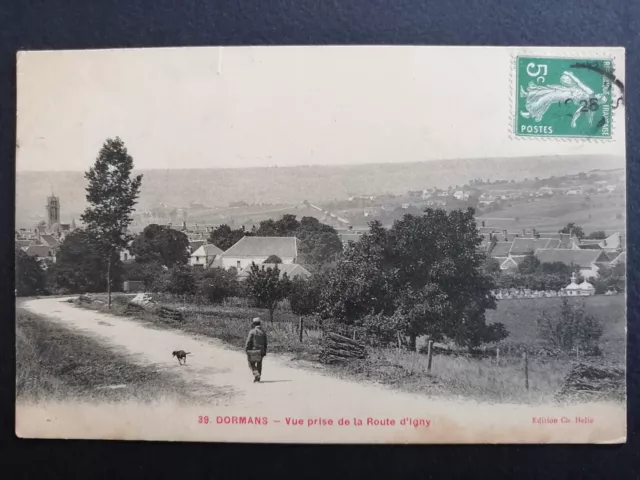 1910 DORMANS Marne Antique Postcard View taken from IGNY ROAD