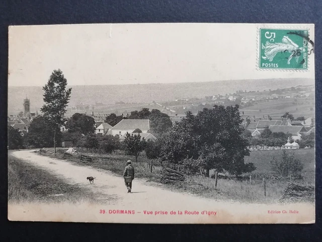 Carte Postale Ancienne de 1910 DORMANS Marne Vue prise de la ROUTE d'IGNY