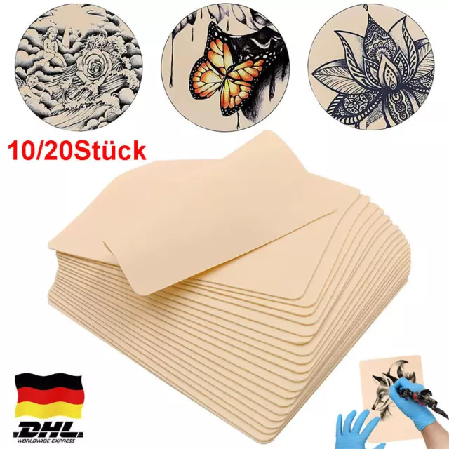 20Stück Tattoo Übungshaut blanko Set Übungshäute Kunsthaut Ohne Motiv 20 x 15 cm