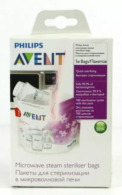 Philips Avent Microwave Steam Steriliser Bag - Pack of 5 Reusable Bags SCF297/05 2