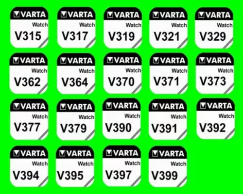 1x Varta Uhrenbatterie, Knopfzelle aus 19 Typen z.B. 364 371 377 379 399 1,55V