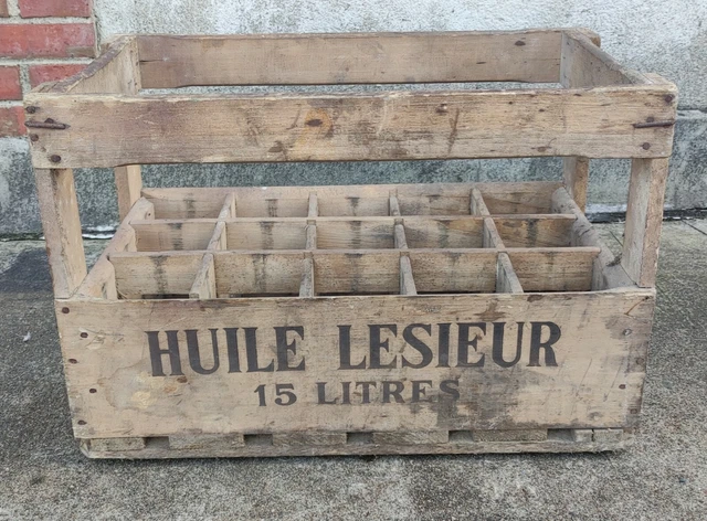 ANCIEN CASIER EN bois Bouteilles huile LESIEUR porte bouteilles bois