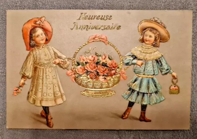 Ancienne Carte Postal Cpa Decoupi Enfant Litho 1909