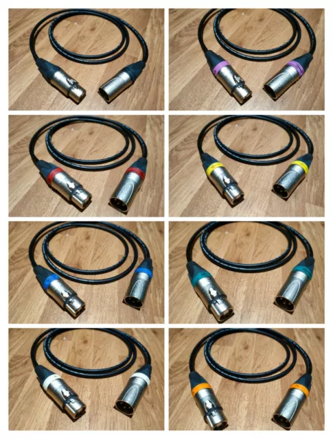 Van Damme / Neutrik Female XLR to Male XLR Balanced Mic Patch Cable 8 ID Colours