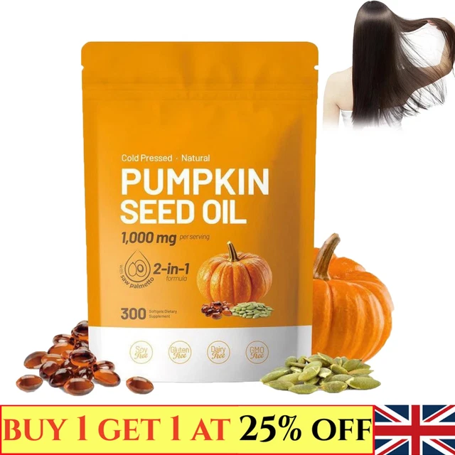 Pumpkin Seed Oil & Saw Palmetto 3000 Mg - Bladder Health & Immune Support Softgels (180 Count)