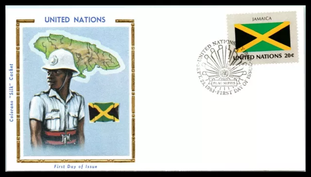1983 UNITED NATIONS FDC Cover - Flag Series, Jamaica, UN, New York J12