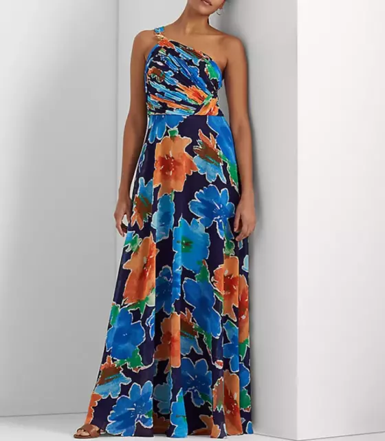 RALPH LAUREN Floral One-Shoulder Gown MSRP $265 Size 2,4,6,8,14 # 3B 2187 Blm