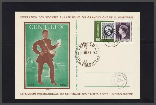 1952 FDC Luxemburg Fédération des Socciétés PHILATÉIQQUES  Centilux