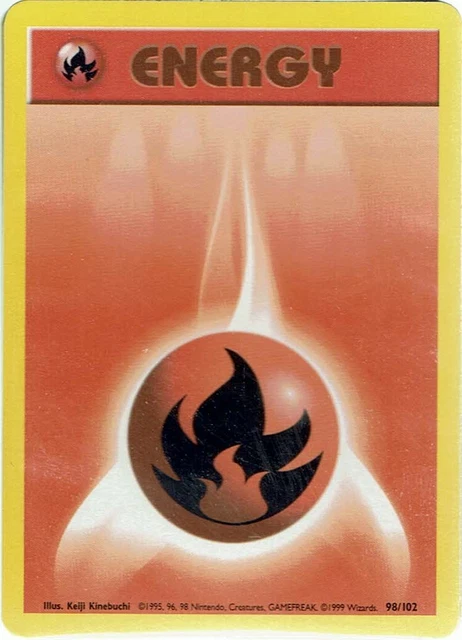 Pokemon Carte Trading Card Jeu Base Lot Numéro 98/102 Feu Energie Anglais