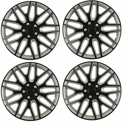 Wheel Trims 15" Hub Caps Plastic Covers Set of 4 Black Silver Fit Vaxhall Astra