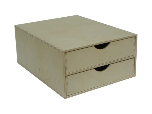 A4 Straight Double Wooden Drawer - Box Desktop Office Desk Storage Solid Solid