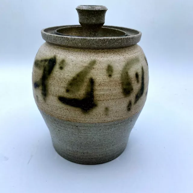 Hand Thrown Pottery Lidded Ginger Jar Urn Canister Artist Signed 7" Asian