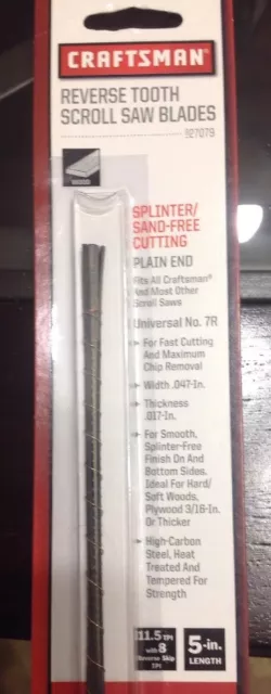 Craftsman 27079 Reverse Tooth Scroll Saw Blades12 in each pack 5in length Craftsman 27079 Reverse Tooth Scroll Saw Blades12 in each pack 5in length