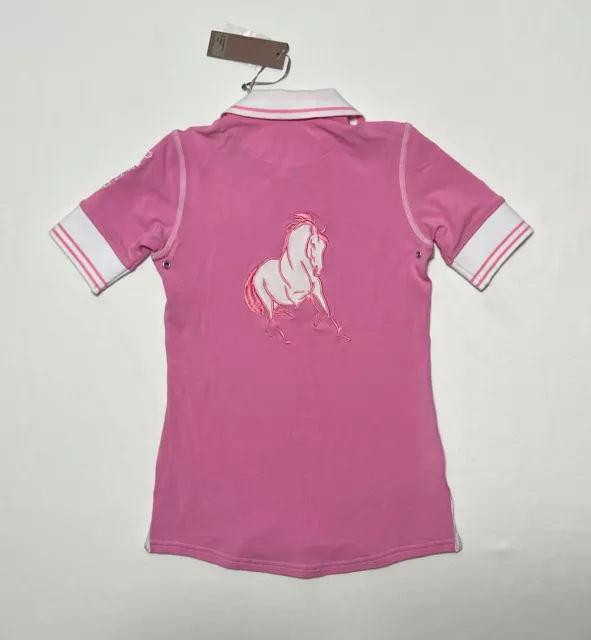 Goode Rider Girls Size 8 Champion Polo Shirt Horse Embroidery on Back Pink NWT 2