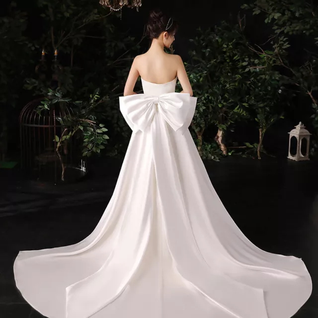 Giant Detachable Satine Bridal Wedding Bow with Train Removeable Ivory White New