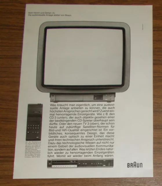 Seltene Werbung BRAUN TV 3 Design Farbfernseher #2 1986