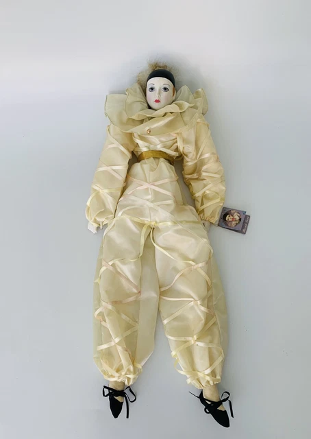 VINTAGE Schmid Pierrot Love Porcelain 27in Tall Female Doll Wind-Up Music 1981