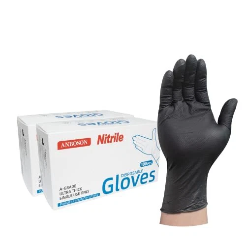 Nitrile Gloves,8 Mil Gloves ,Diamond Texture Gloves,Latex Free, Powder
