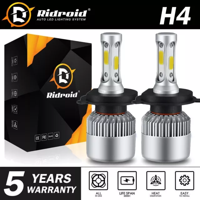 H4 9003 HB2 LED Headlight Bulb Conversion Kit High Low Beam 6000K 2000W 300000LM
