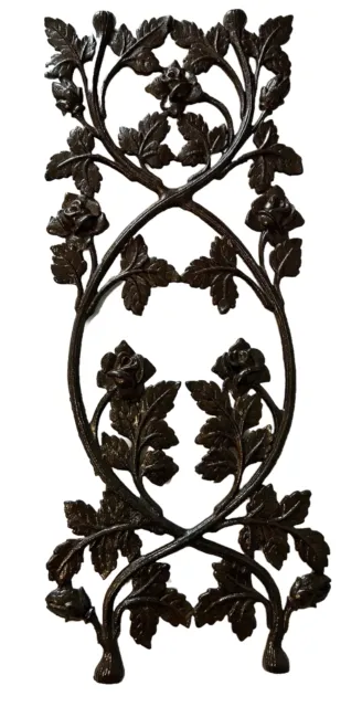 Original Large Cast Iron Antique Style ROSE Scroll Wall Art Flower Wrought