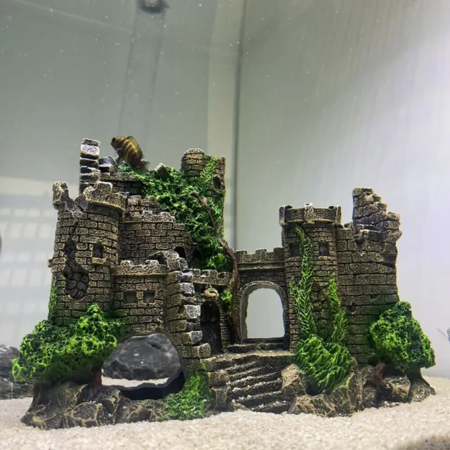 Aquarium Fish Tank Landscaping Ornaments Castle Hiding Shrimp Cave Resin Castle