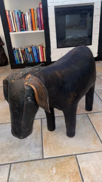 Vintage Mid-Century Leather Donkey Stool -Rare! Unique Gift!