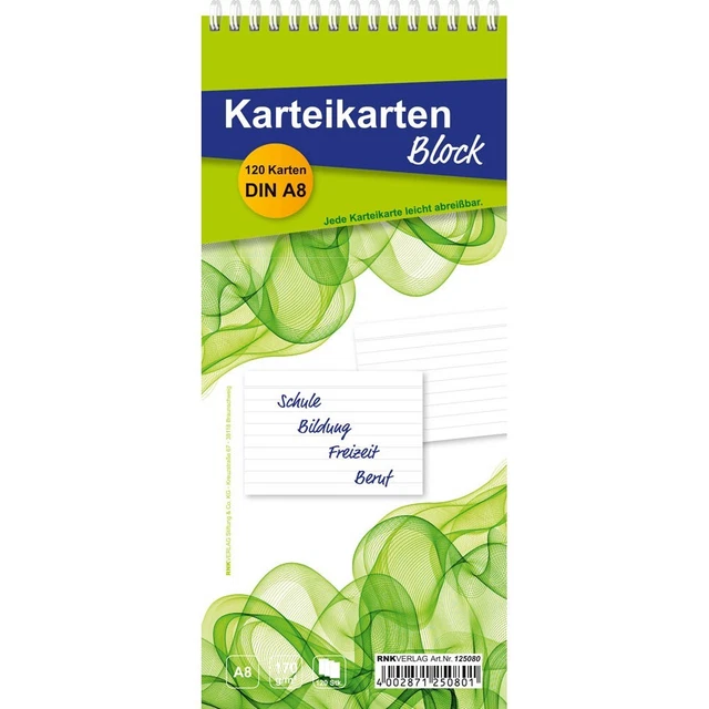 5 RNK-Verlag Karteikarten-Blöcke DIN A8 weiß liniert