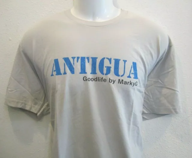 Marky G Men's Antigua Graphic Short Sleeve Crew-Neck T-Shirt Gray Size XL