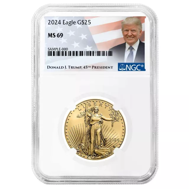 2024 $25 American Gold Eagle 1/2 oz NGC MS69 Trump Label