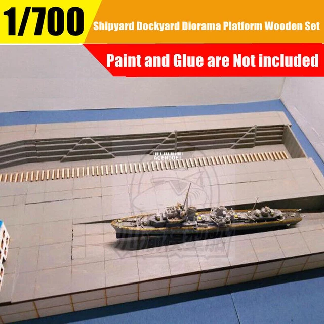 1/700 SCALE SHIPYARD Dockyard Diorama Platform DIY Set Wooden Assembly