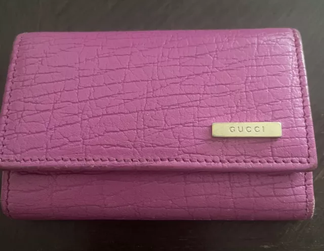 Gucci Keychain Holder  Pink Leather Made in Italy